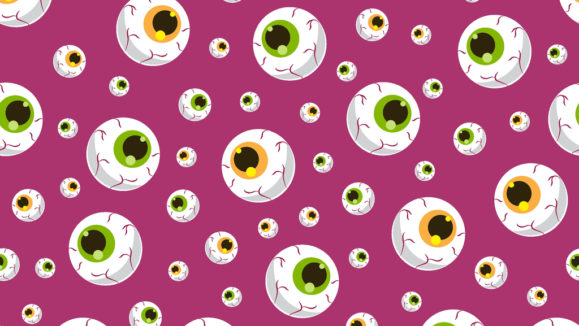 Halloween eyeball seamless pattern on black background. halloween pattern background. vector illustration