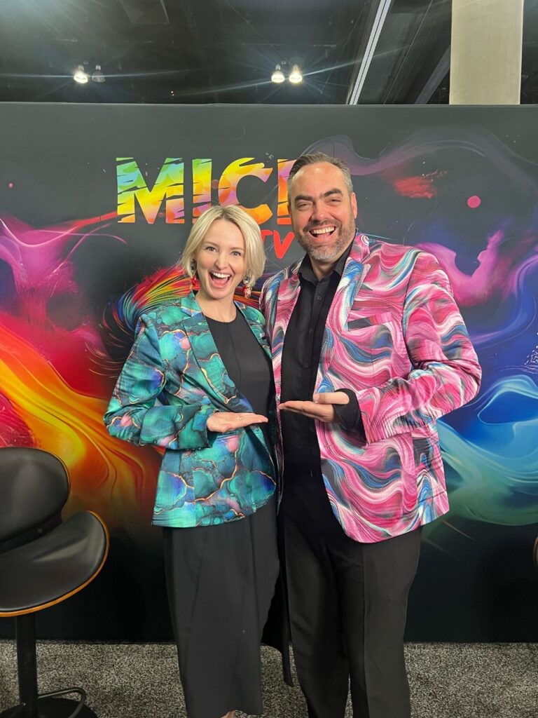 Erin Powers wearing her funky jacket